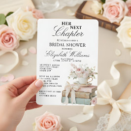 Convite Vintage Floral A New Chapter Bridal Shower 