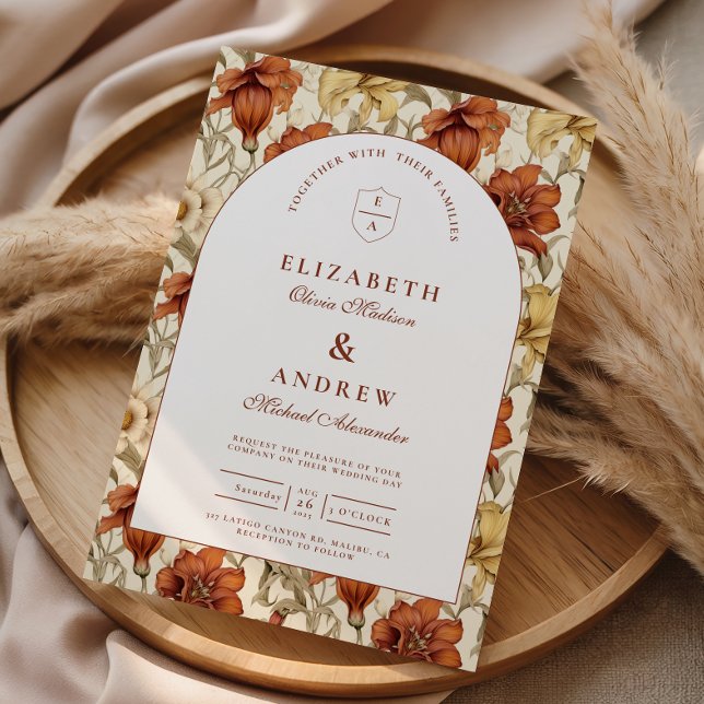 Convite Vintage Floral Arch Elegant Wedding (Criador carregado)