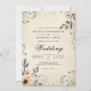 Convite Vintage Floral Arch Romance Wedding