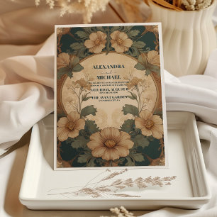 Convite Vintage Floral Art Nouveau Wedding