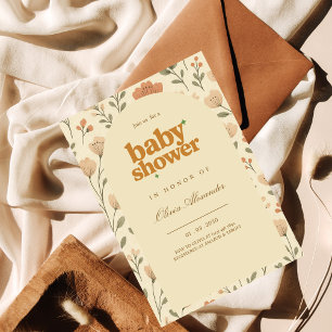 Convite Vintage Floral Boho Núcleo do Chá de fraldas
