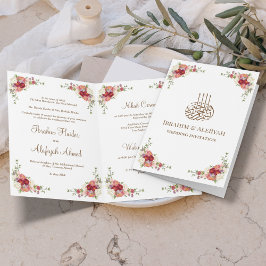 Convite Vintage Floral Buquê Border Islamic Wed