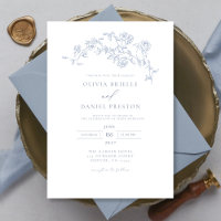Vintage Floral Dusty Casamento Azul