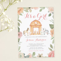 Vintage Floral Farm Animals Girl Baby Shower