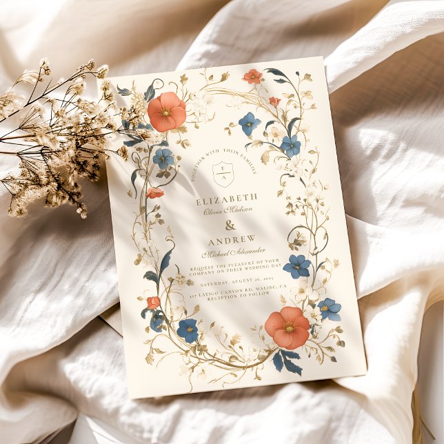 Convite Vintage Floral Fern Wedding (Criador carregado)