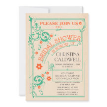 Vintage Floral Flourish Mint Orange Chá de panela