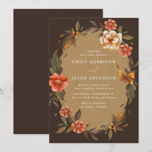 Convite Vintage Floral Frame Wedding