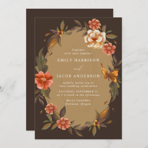 Convite Vintage Floral Frame Wedding