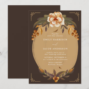 Convite Vintage Floral Frame Wedding