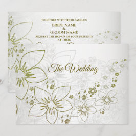 Convite Vintage Floral Greenery Pattern Elegant Wedding