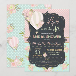 Convite Vintage Floral Hot Air Balloon Chá de panela