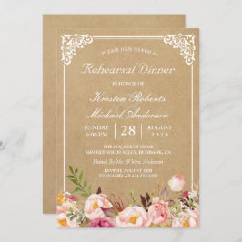 Convite Vintage Floral Kraft | Janto de ensaio de casament