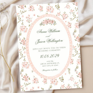 Convite Vintage floral pastel wedding 