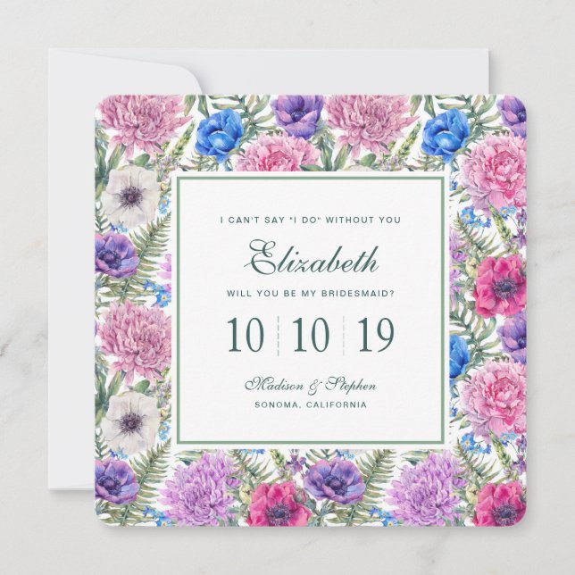 Convite Vintage Floral| Peony - Bridesmaid (Frente)