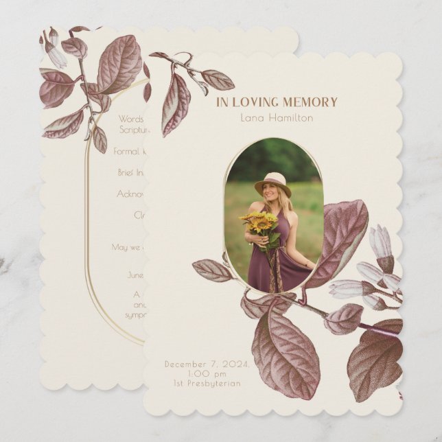 Convite Vintage Floral Photo Funeral (Frente/Verso)