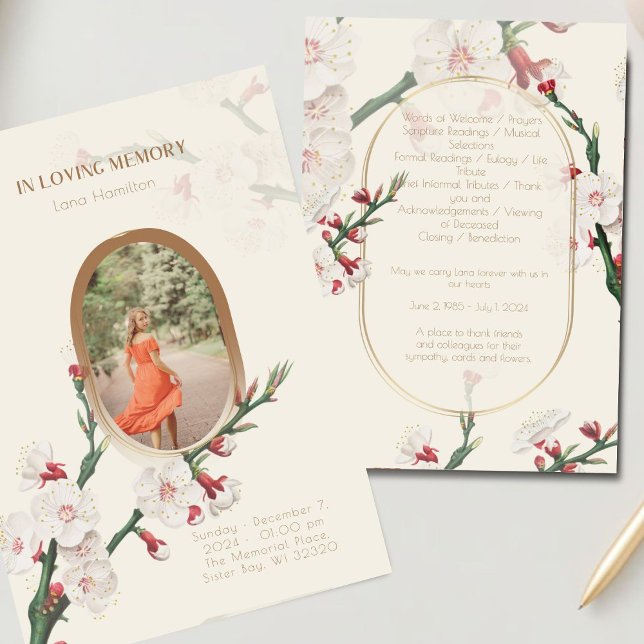 Convite Vintage Floral Photo Funeral (Criador carregado)