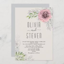 Convite Vintage Floral Pink Casation