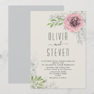 Convite Vintage Floral Pink Casation
