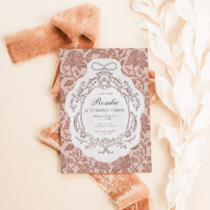 Convite Vintage Floral Preppy Birthday