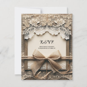 Convite Vintage Floral Renda Sacaria Rústico Casamento RSV