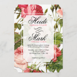 Convite Vintage Floral Romance Pink Roses Casamento
