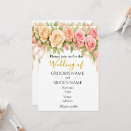Convite Vintage Floral Rose Wedding Invitation
