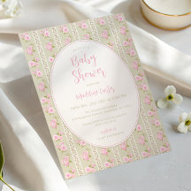 Vintage Floral Sage Green Girl Baby Shower