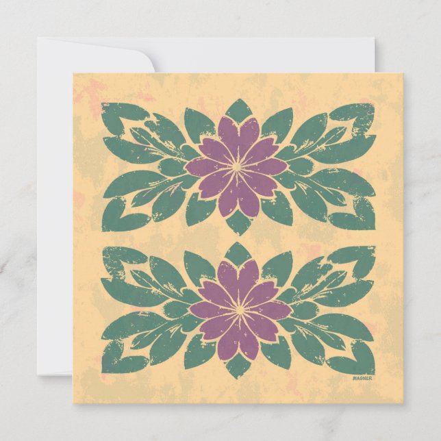Convite Vintage Floral Stencil Design (Frente)