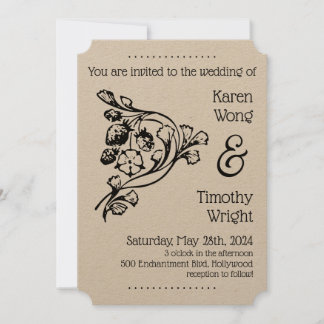 Convite Vintage Floral Strawberry Weding