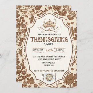 Convite Vintage Floral Thanksgiving