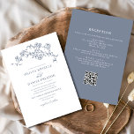 Convite Vintage Floral Tudo em Um Casamento Azul Dusty<br><div class="desc">Capture a beleza eterno do seu dia especial com o nosso Convite para Casamento vintage Floral Elegante. Apresentando delicados trabalho de arte florais e clássicos elementos de design, inspirados na vintagem, este convite estabelece um tom romântico e sofisticado para o seu casamento. Feito com materiais premium e detalhes personalizáveis, ele...</div>
