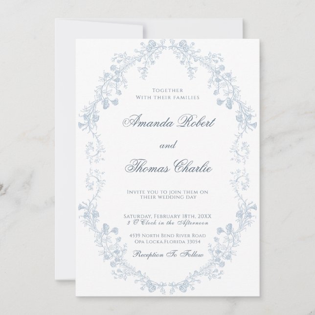 Convite Vintage floral Wedding (Frente)