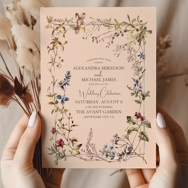 Convite Vintage Floral Wedding Elegante (Criador carregado)