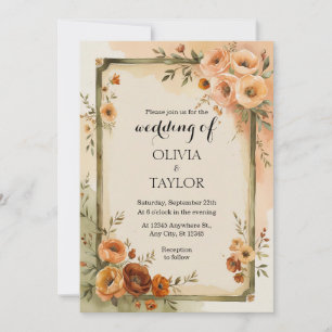 Convite Vintage Floral Wedding Quente