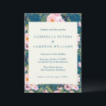 Convite Vintage Florals Românticas em Casamento Azul<br><div class="desc">Vintage Romântica Florals no Convite Azul ao Casamento</div>