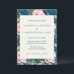Convite Vintage Florals Românticas em Casamento Azul<br><div class="desc">Vintage Romântica Florals no Convite Azul ao Casamento</div>