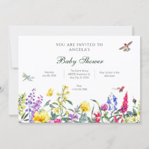 Convite Vintage Flores selvagens coloridas Jardim Floral