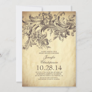 Convite vintage floresce e espirra chá de panela antigo