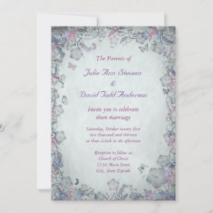 Convite Vintage Flowers & Butterfly's Wedding