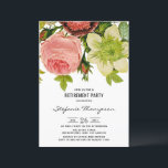 Convite Vintage Flowers - Parte de Reforma Botânica<br><div class="desc">Convide coragem para o seu evento com este convite de festas de aposentadoria floral personalizável. Apresenta flores botânicas e tipografia clássica. Este convite de festas de aposentadoria botânica é perfeito para festas de primavera e aposentadoria. Os textos são perfeitamente editáveis para todos os eventos.</div>