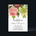 Convite Vintage Flowers, Partido do aniversário de 30 anos<br><div class="desc">Convide coragem para o seu evento com este convite de festas de aniversário de 30 anos floral personalizável. Apresenta flores botânicas e tipografia clássica. Este convite de festas botânico é perfeito para primavera e aniversários de outono. Os textos são perfeitamente editáveis para todos os eventos.</div>