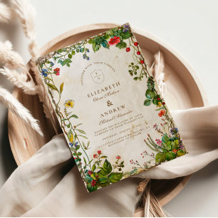 Convite Vintage Forest Berry Wedding