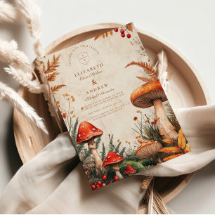 Convite Vintage Forest Fungi Wedding