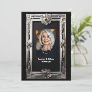 Convite Vintage foto aposentadoria despedida prata preta