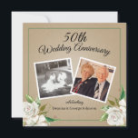 Convite Vintage Foto Floral 50º Aniversário de Casamento<br><div class="desc">Este cartão de aniversário de fotos vintage é perfeito para sua celebração especial! Envie-me uma mensagem se tiver alguma pergunta. Estou sempre feliz em ajudar.</div>