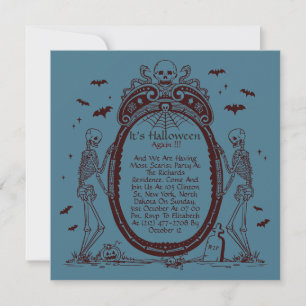 Convite Vintage Frame Blue Halloween