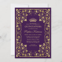Vintage Frame Dourado Violeta Roxo Tiara Quinceane