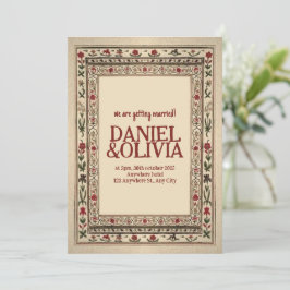 Convite Vintage Frame Ethnic Motif Wedding