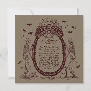 Convite Vintage Frame Old Paper Texture Halloween Party