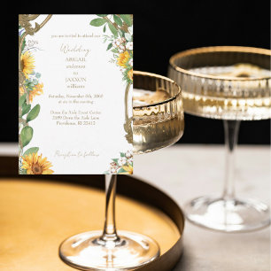 Convite Vintage Frame Sunflower Wedding